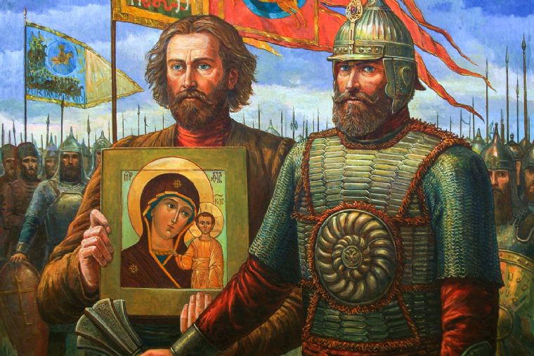 Казанская икона Божией Матери во главе Нижегородского ополчения 1612 года