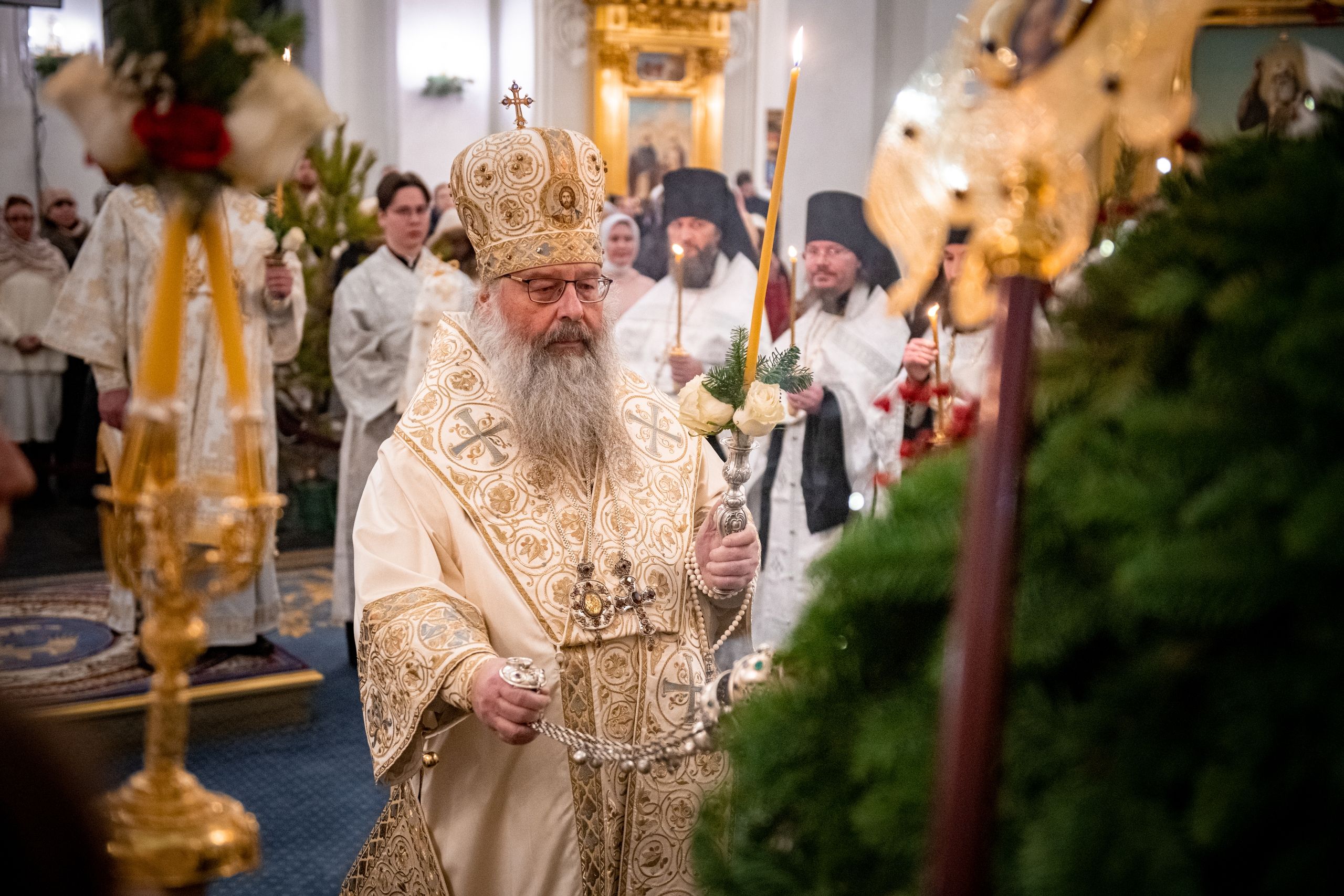 В канун праздника Рождества Христова митрополит Кирилл совершил всенощное бдение в Казанском кафедральном соборе