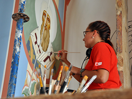 Продолжаются работы по росписи храма прп. Серафима Саровского в г. Набережные Челны (фото)