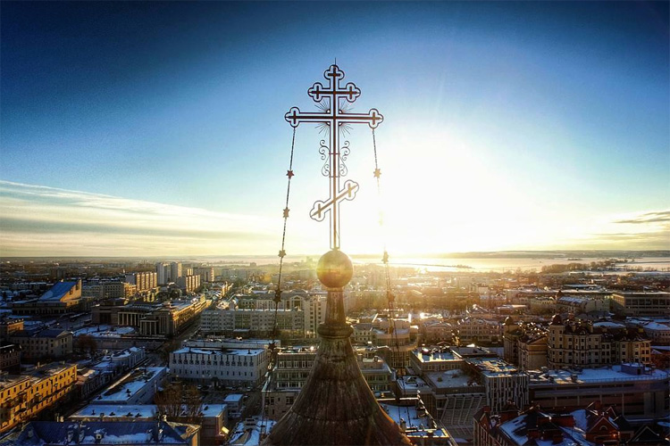 Купол Богоявленской колокольни Казани