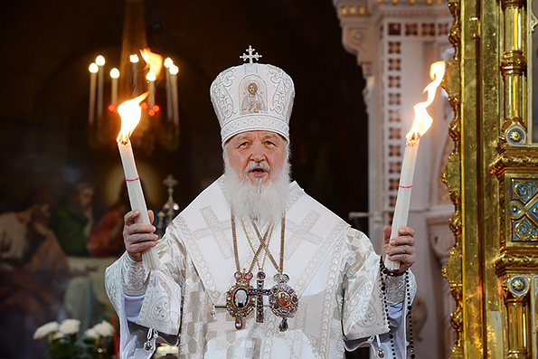 Патриарх Кирилл в Пасхальную ночь совершил торжественное богослужение в Храме Христа Спасителя