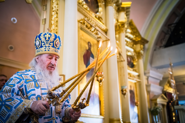 В праздник Сретения Господня митрополит Феофан совершил Литургию в Казанско-Богородицком мужском монастыре
